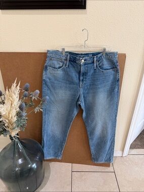 J Crew Womens Slouchy Boyfriend Blue Denim Crop Jeans Sz 33